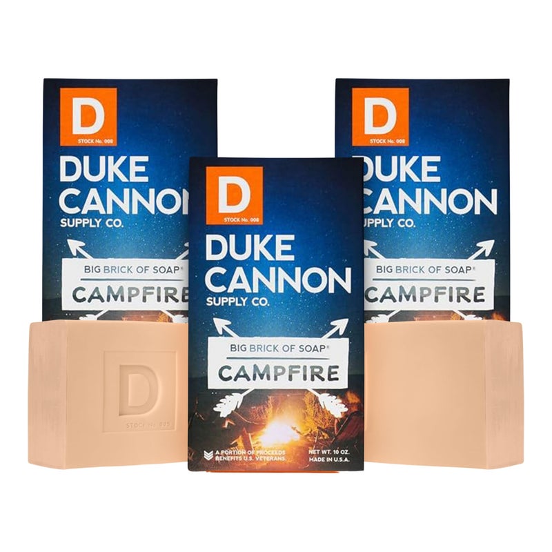 Duke Cannon Supply Co. Big Brick of Soap - Campfire, Smoky Hickory Scent, American-Made, Large Size, 10 oz. (3 Pack) - Image 1